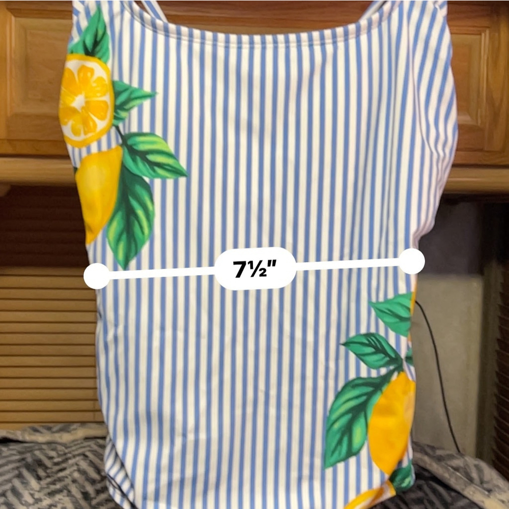 Kona Sol Lemon Stripe Tie Back One Piece Swimsuit Bathing Suit Size L - Picture 7 of 8